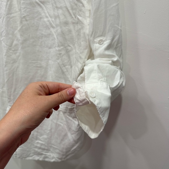 Anthropologie Cloth & Stone White Long Sleeve Split Back Blouse Top Button Down - Picture 6 of 7